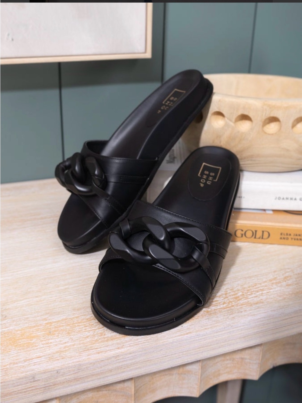 ShuShop Cassie Black Slip on Sandals